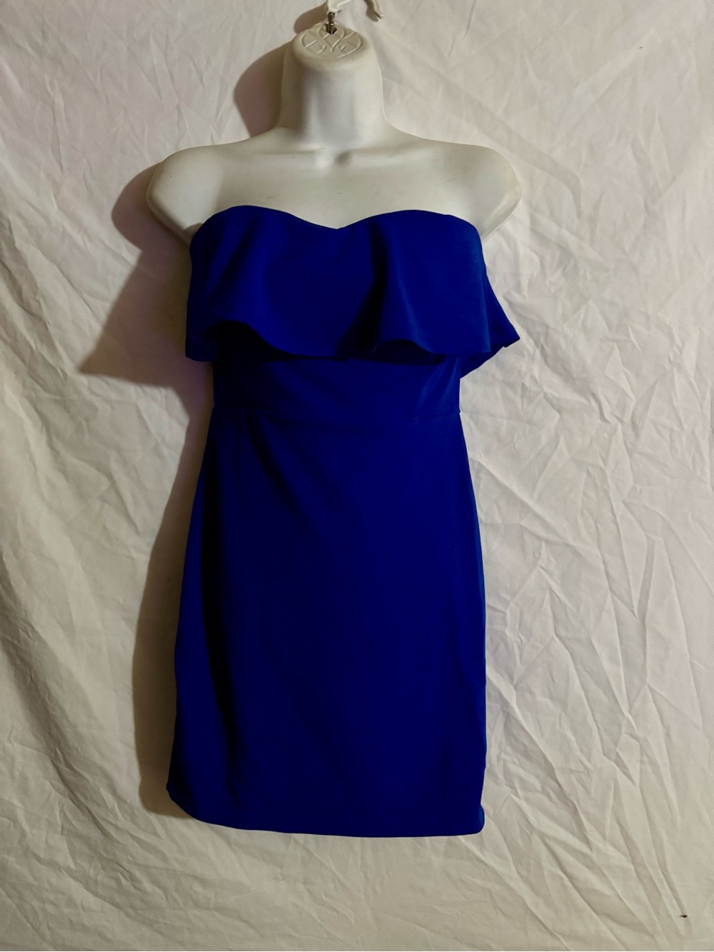 Rue21 Strapless Cobalt Blue Ruffle Sheath Dress